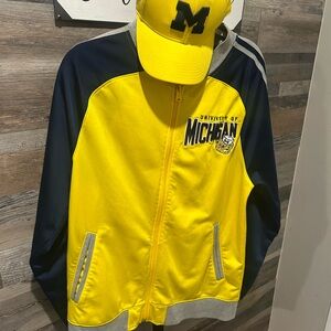 Michigan’s Adidas Yellow and Navy Jacket (Medium) with Hat